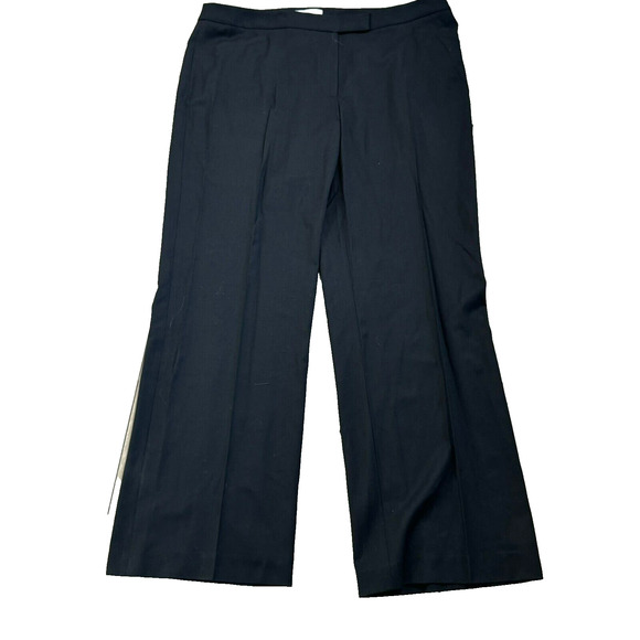ELLEN TRACY NWT Women 16 Black Wool Modern Boot Leg Trouser Pants Pockets Career - Picture 1 of 9